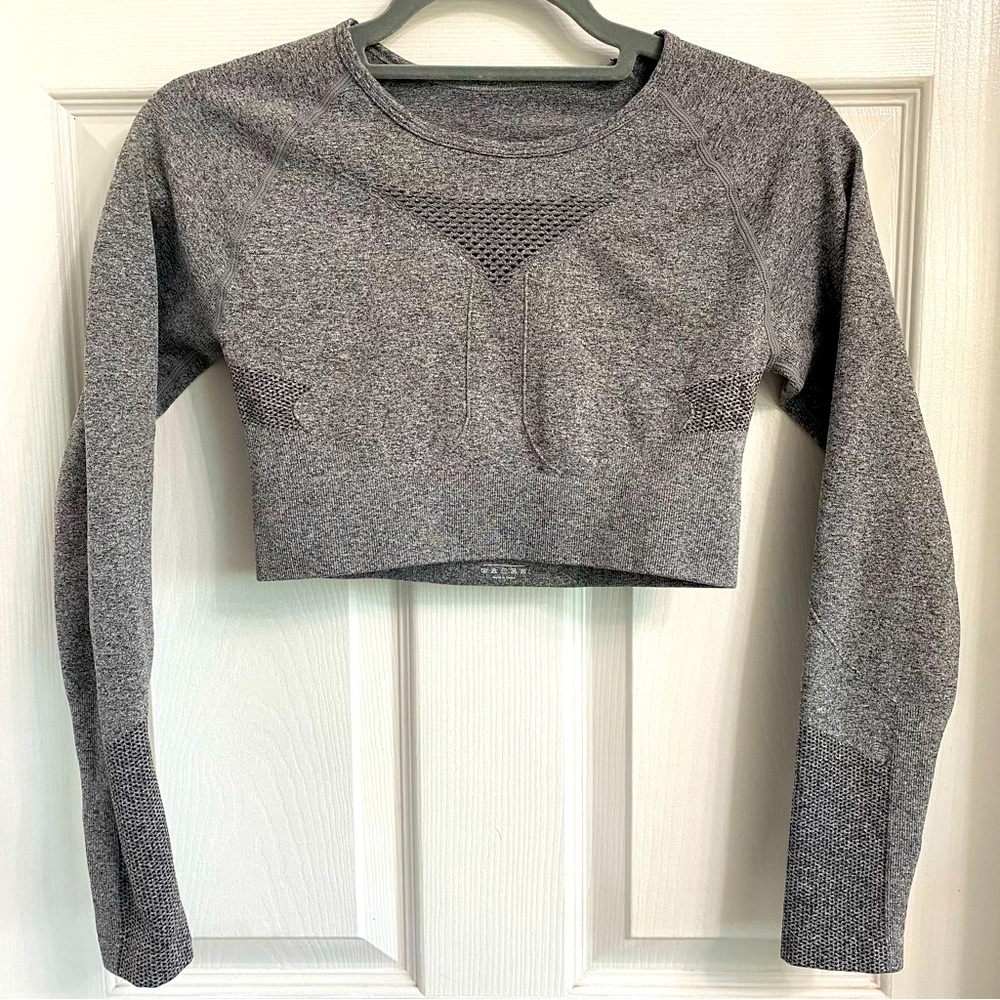 Gray Seamless Long-Sleeve Muscle Tee *